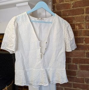 Like New Zara White Eyelet Blouse L